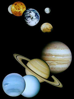 Montagem com objetos do Sistema Solar - Figura do Curso do ON
